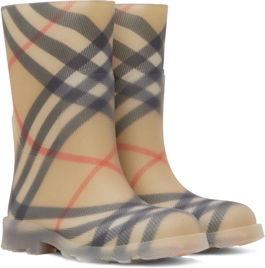 Burberry Kids Beige Check Rubber Marsh High Boots 4