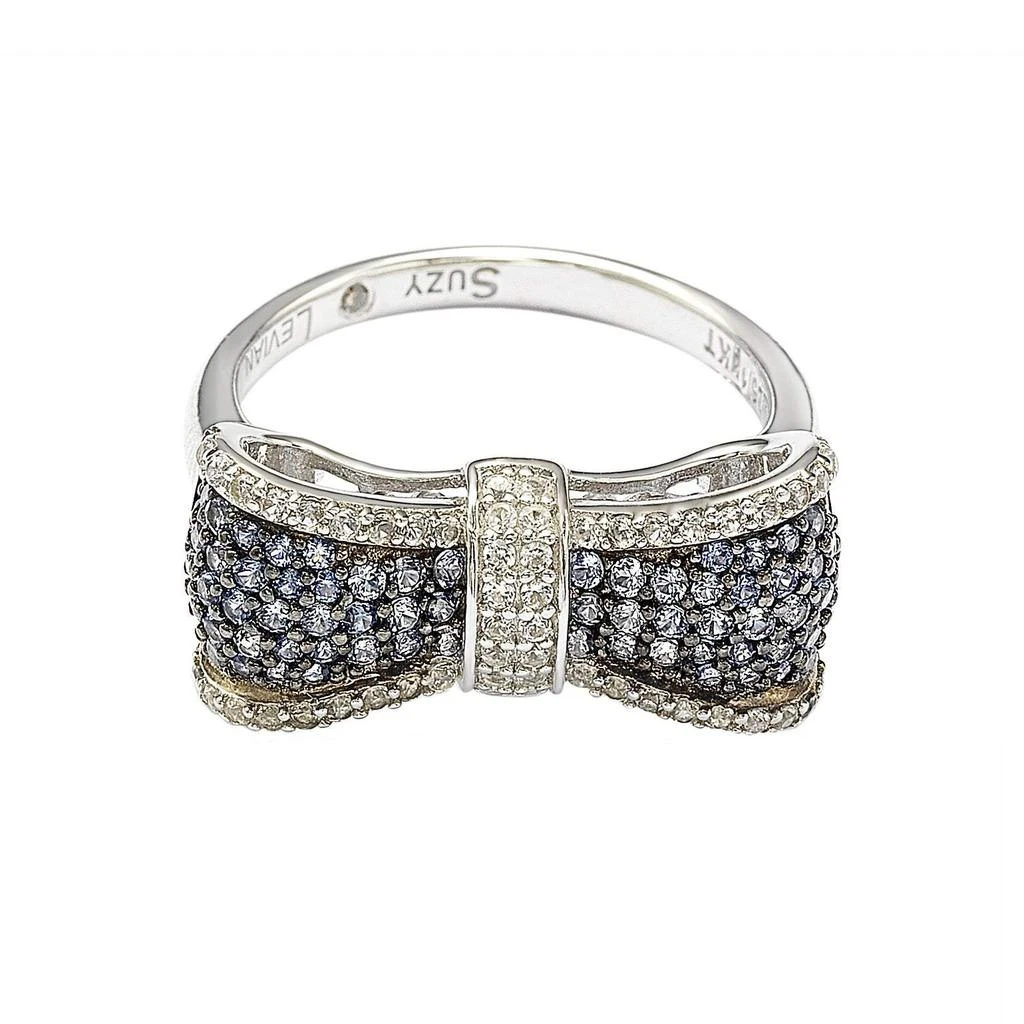 Suzy Levian Sterling Silver Blue
White Sapphire
Diamond Accent Bow Ring 6