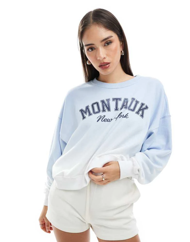 Shop Hollister crewneck front graphic sweatshirt in blue ombre on
