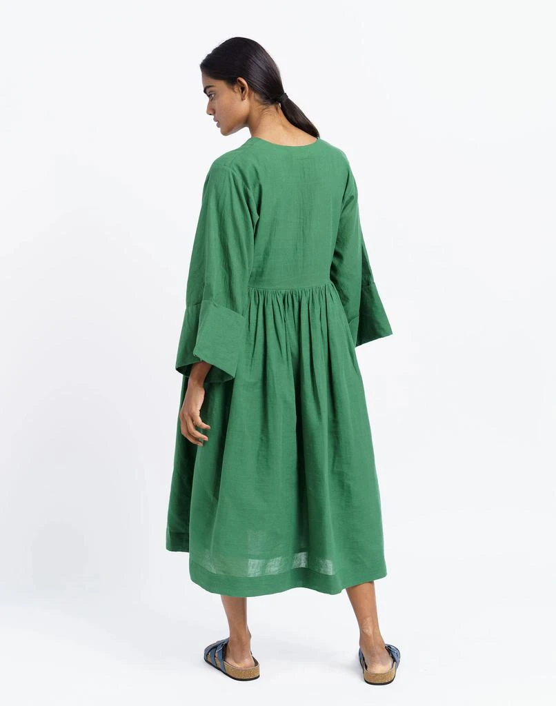 Madewell World of Crow Basil Green Gathered Midi Dress 3