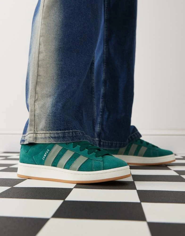 Adidas adidas Originals Campus 00's trainers in dark green and silver 3
