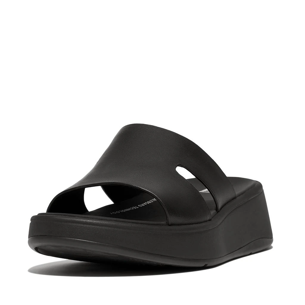 FitFlop F-Mode Raw-Edge Leather Flatform H-Bar Slides 1