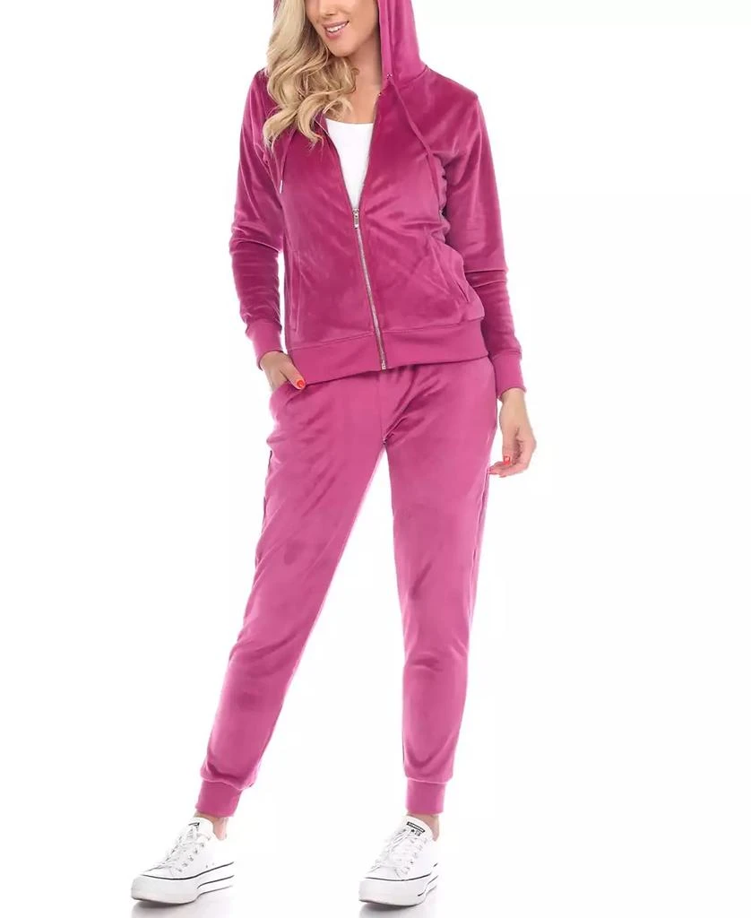 White Mark Women's Velour Tracksuit Loungewear 2pc Set 1