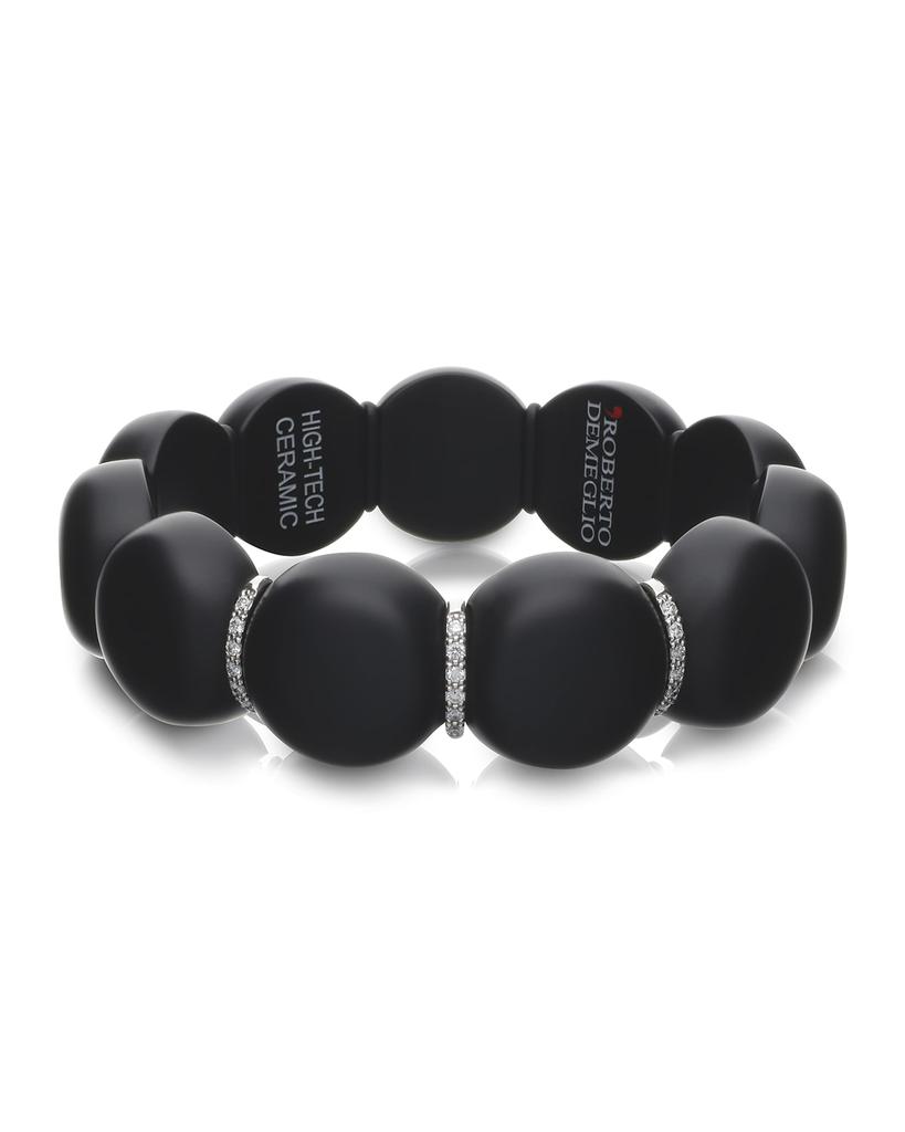 Roberto Demeglio Dama Ceramic Beaded Stretch Bracelet with 3-Diamond Rondelles
