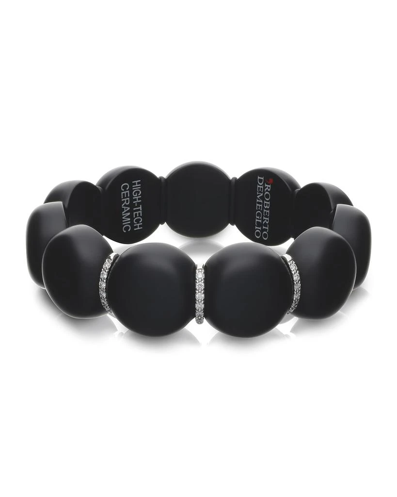 Roberto Demeglio Dama Ceramic Beaded Stretch Bracelet with 3-Diamond Rondelles 1