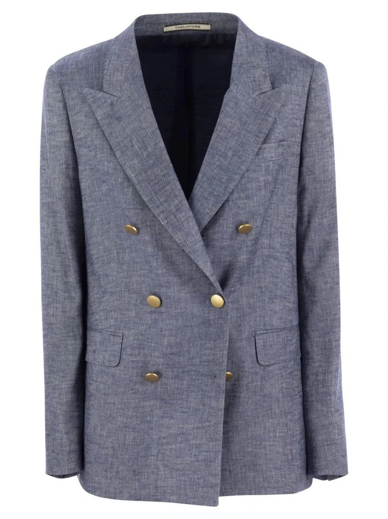 TAGLIATORE Paris - Linen And Viscose Double-Breasted Blazer