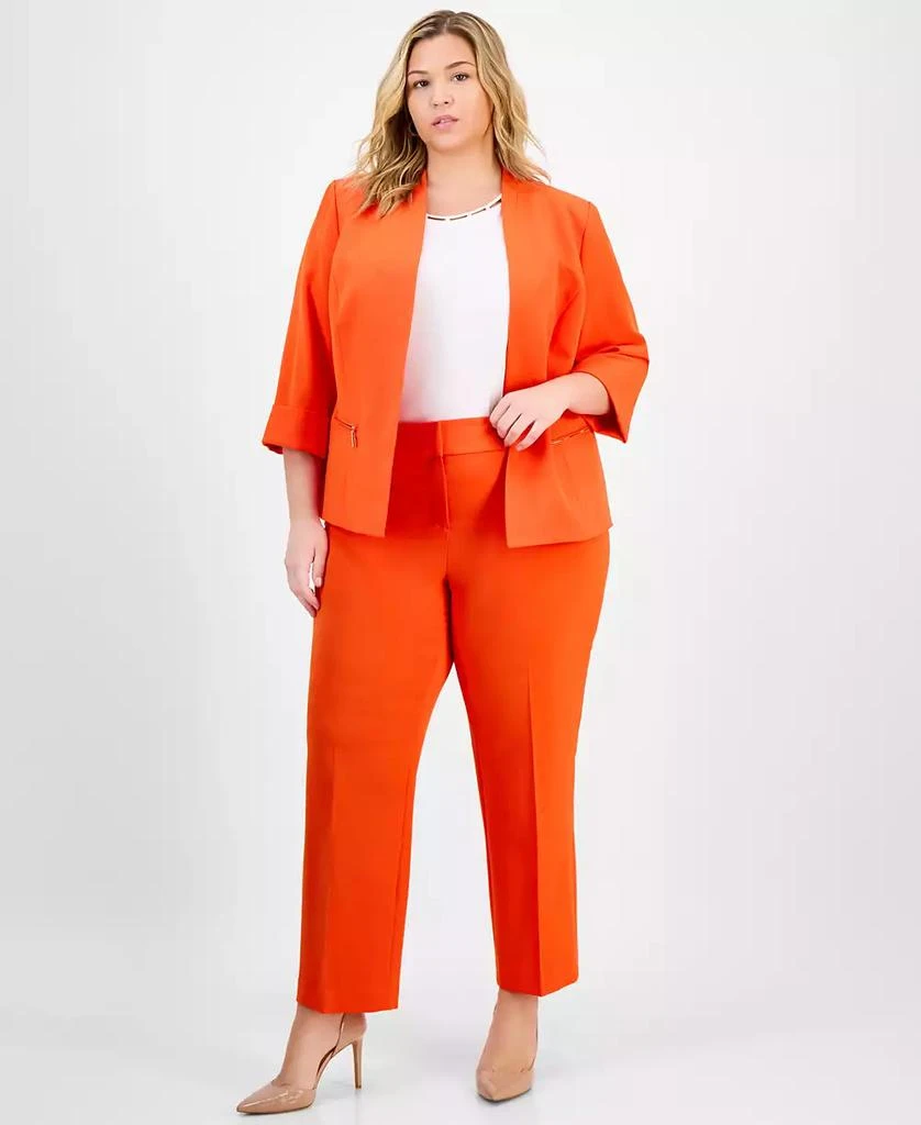 Kasper Plus Size Zip-Pocket Cuffed 3/4-Sleeve Blazer 5