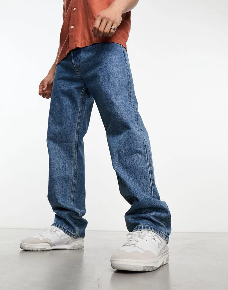 Weekday Weekday Space relaxed fit straight leg jeans in 90s blue 1