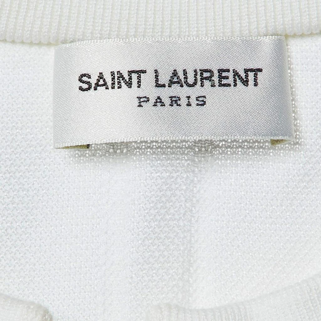 Yves Saint Laurent Saint Laurent Paris White Cotton YSL Embroidered T-Shirt M 4