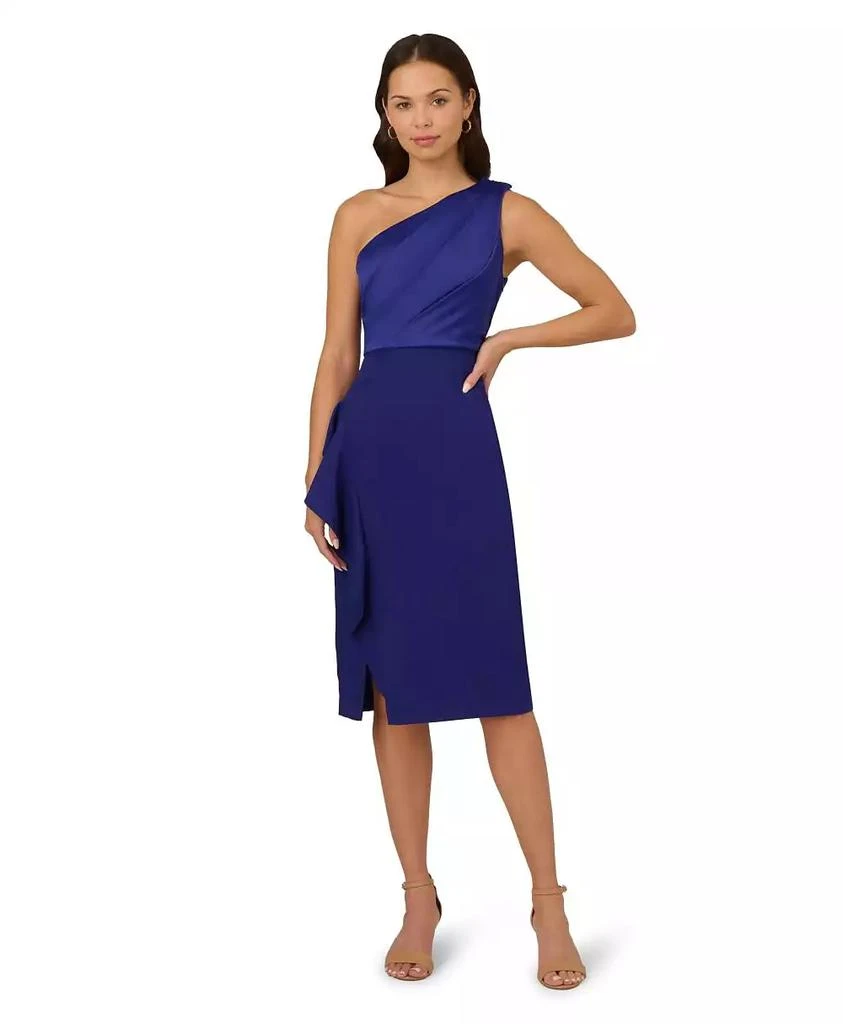 Adrianna Papell Women's One-Shoulder Satin Sheath Dress 6