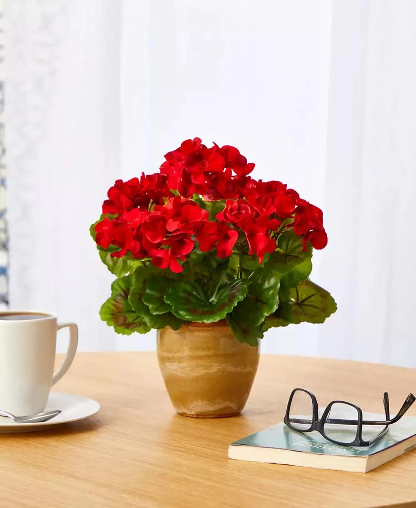 NEARLY NATURAL Geranium Artificial Plant in Ceramic Planter, Indoor and Outdoor 3