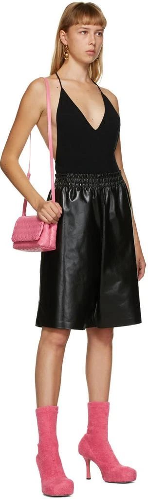 Bottega Veneta Black Leather Shiny Shorts 4