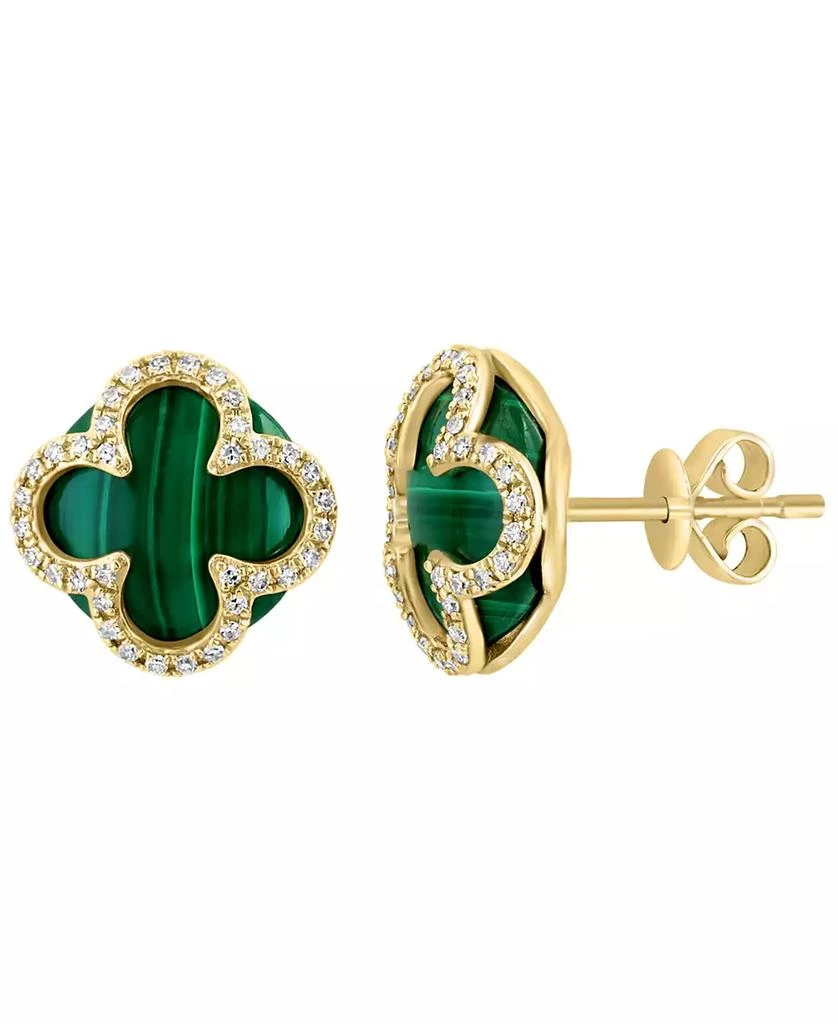 Effy Diamond (1/5 ct. t.w.) and Malachite Earrings in 14k Yellow Gold 2