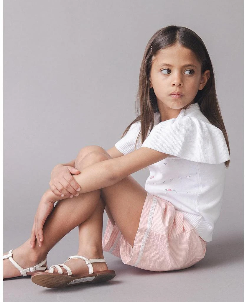 Hope & Henry Girls' Organic Ruffle Sleeve Pointelle Sweater - Little Kid, Big Kid 3