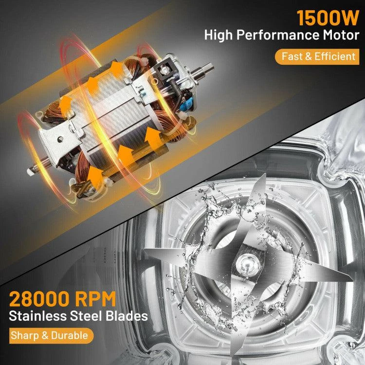 Costway 1500W 5-Speed Countertop Smoothie Blender with 5 Presets and 68oz Tritan Jar-Silver 4