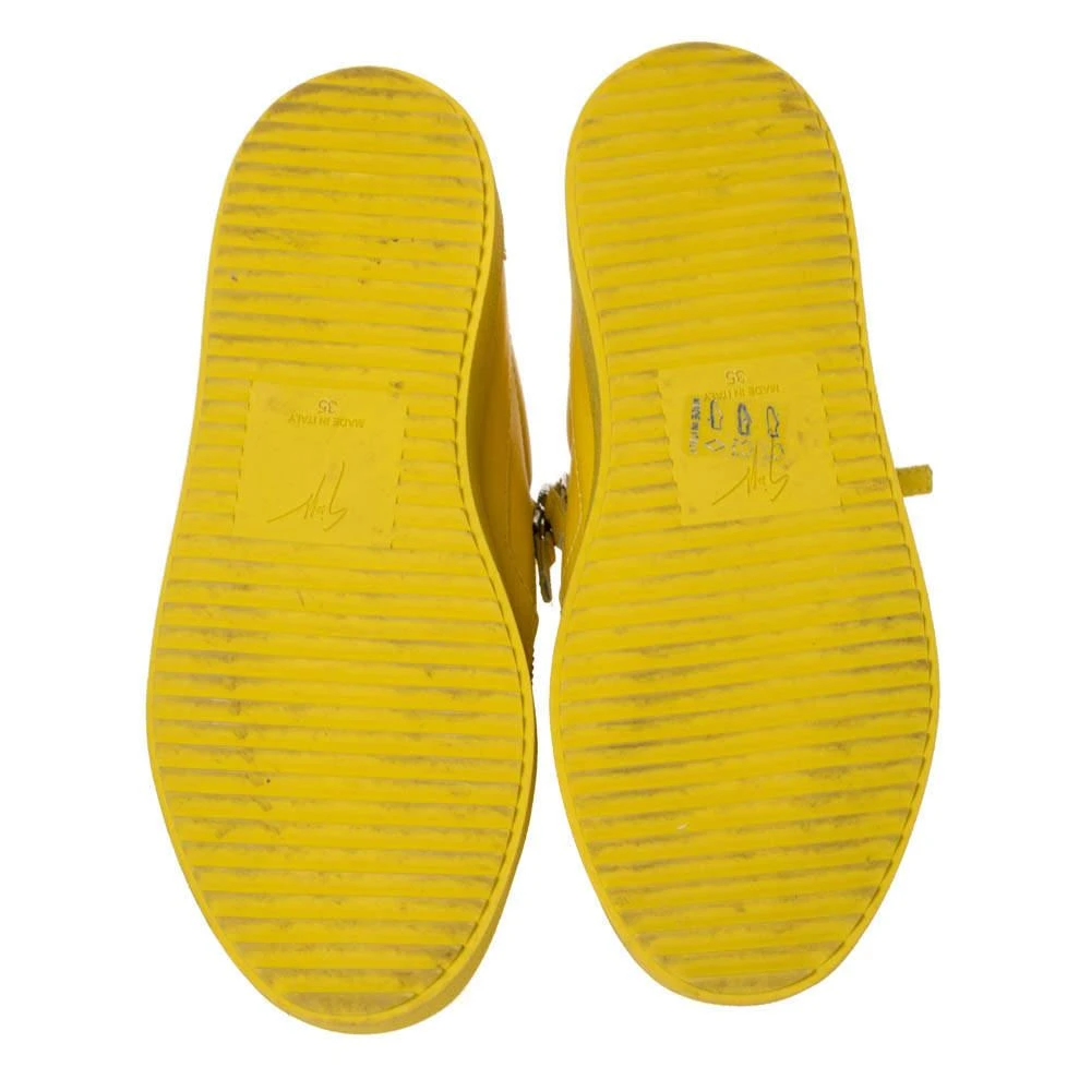 Giuseppe Zanotti Giuseppe Zanotti Yellow Leather Gold Chain Laces Dual Zip Sneakers Size 35 6