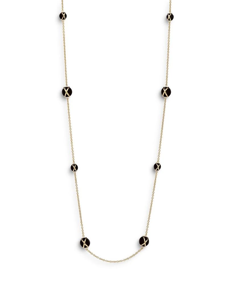 L. Klein 18K Yellow Gold Prisma Black Agate Station Long Chain Necklace, 37" 1