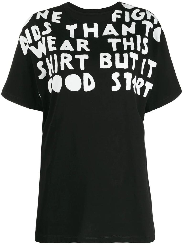 NA Black oversized Charity AIDS print T-shirt