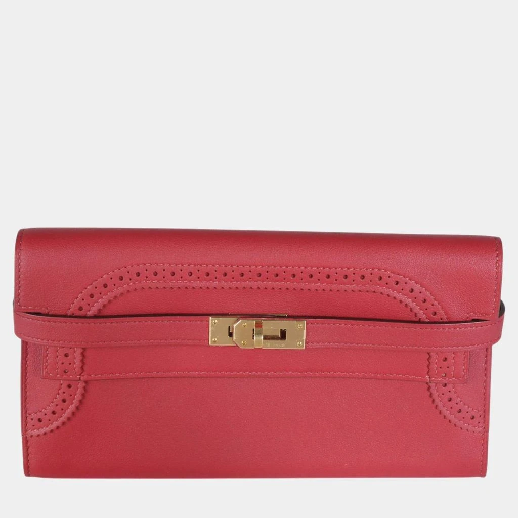 Hermes Hermes Rouge Grenat Swift Ghillies Kelly Longue Wallet GHW 1