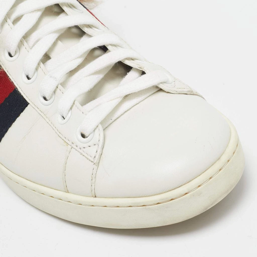 Gucci Gucci White Leather and Fur Embroidered Bee Ace Sneakers Size 38 7