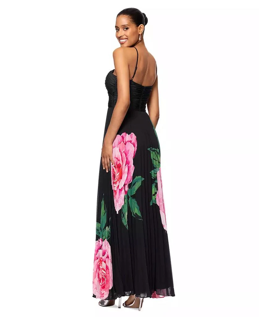 Shop Women's Floral-Print Pleated Halter Gown on Sale at
