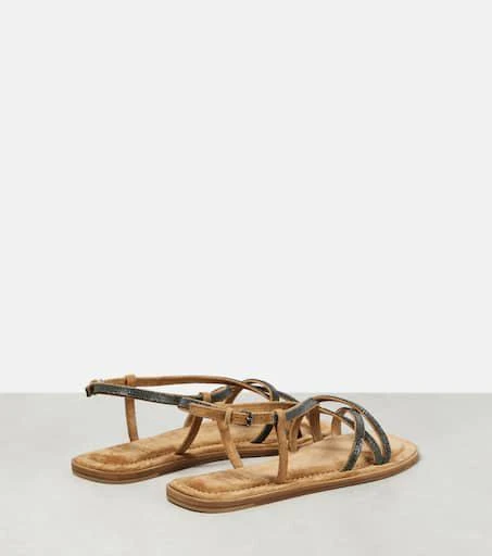 Brunello Cucinelli Monili-embellished suede sandals 3