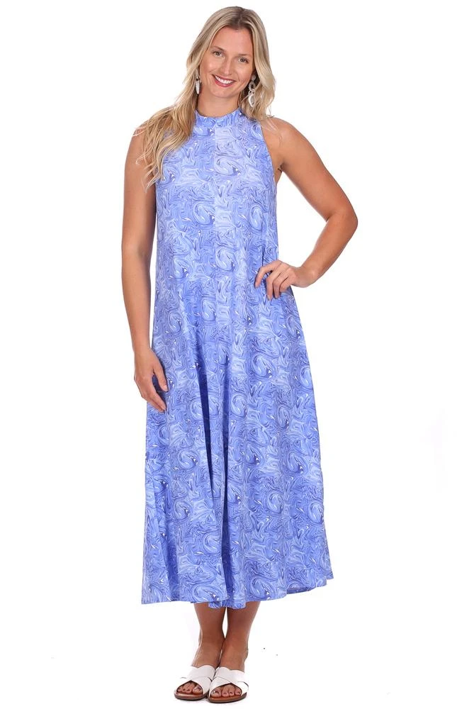 Duffield Lane Lennox Midi Dress in Blue Marble 1