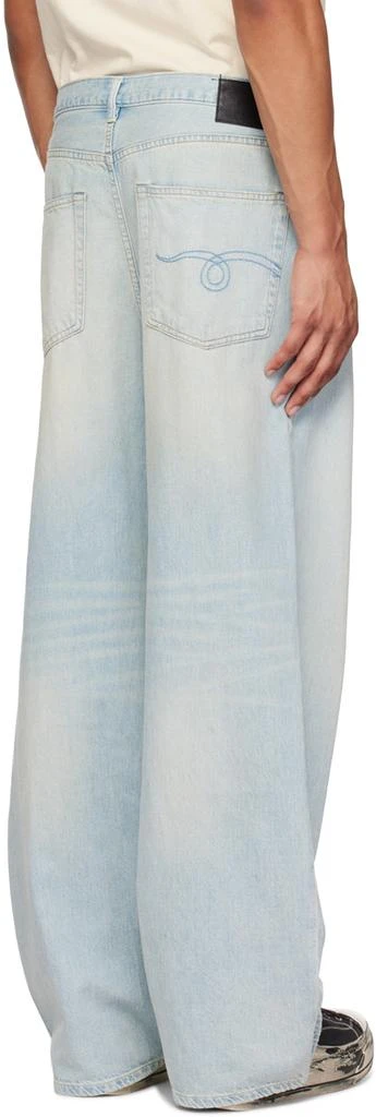 R13 Blue Damon Pleated Wide Leg Jeans 3