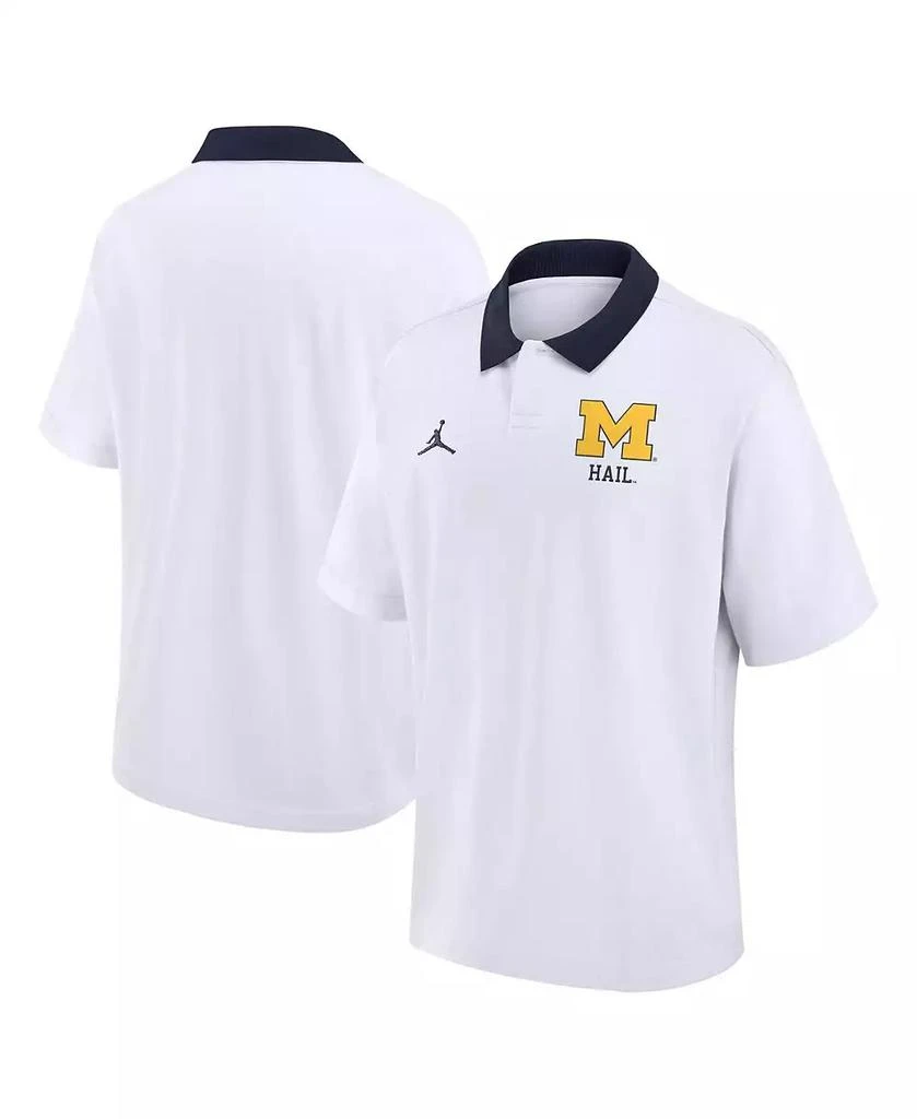 Jordan Men's White Michigan Wolverines Jersey Polo Shirt 1