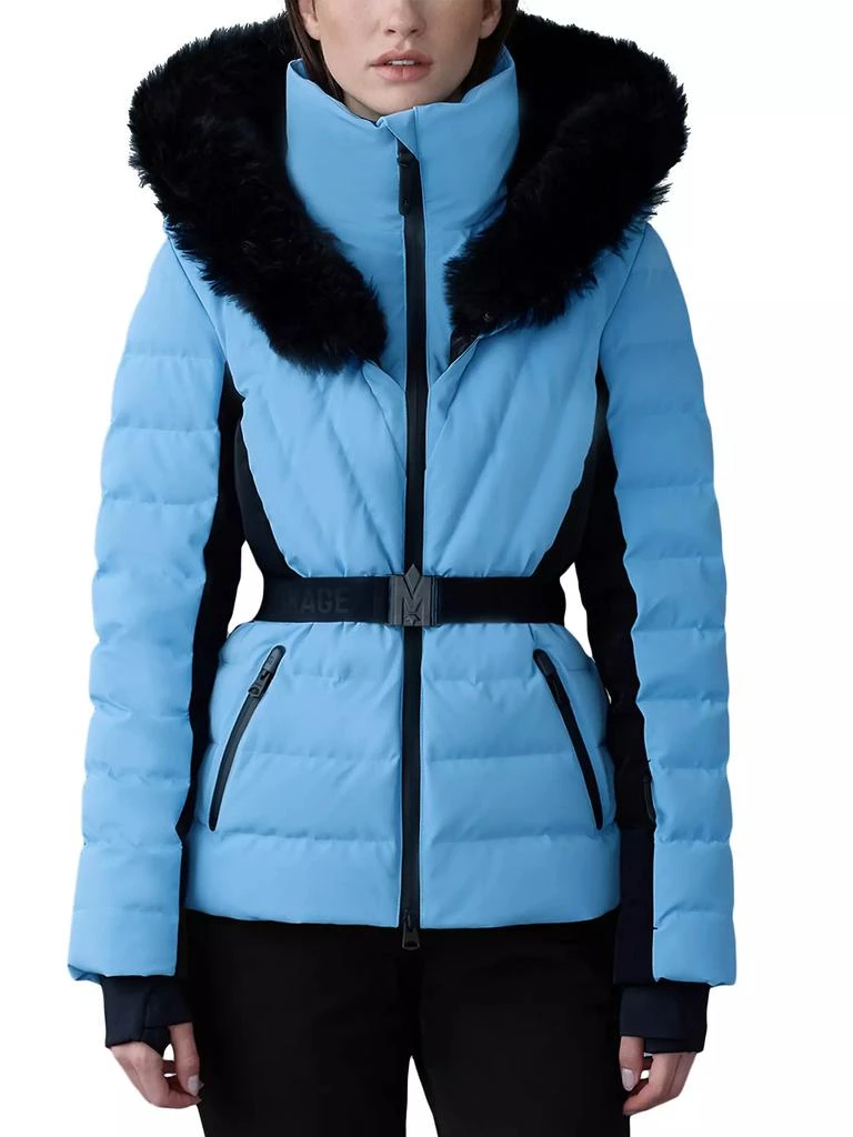 Mackage Elita Belted Down Ski Jacket With Shearling Hood 3