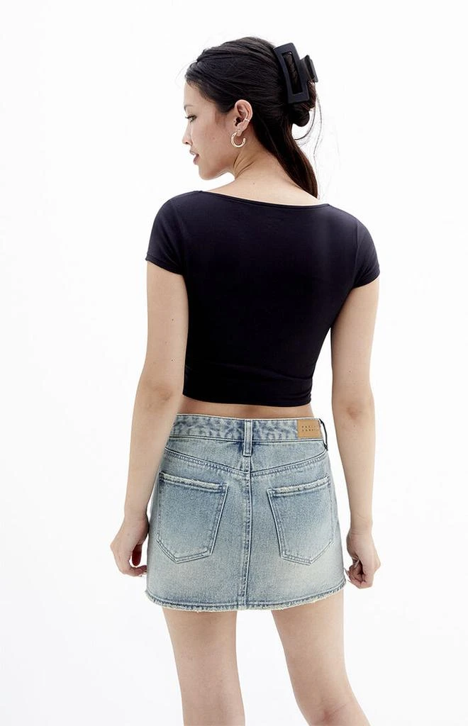 PacSun Medium Indigo Mid Rise Denim Mini Skirt 4