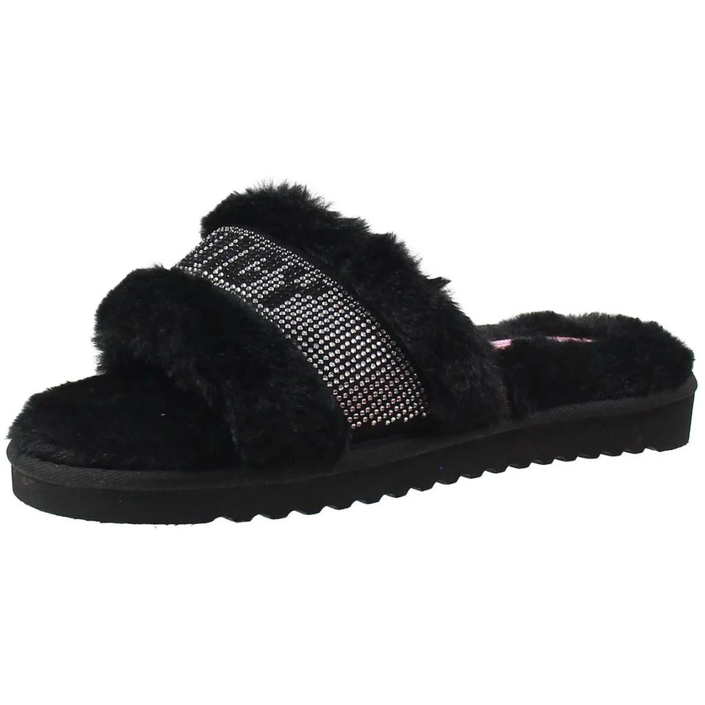 Juicy Couture halo Womens Embellished Faux Fur Slide Slippers 7