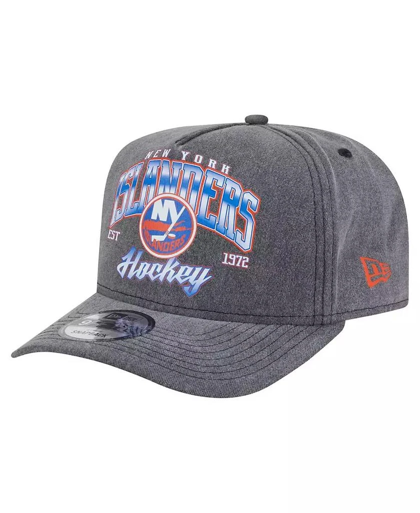 New Era Men's Charcoal New York Islanders Throwback Washed A-Frame Pre-Curved 9FIFTY Snapback Hat 1