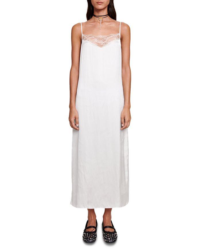 Maje Lace Trim Maxi Slip Dress