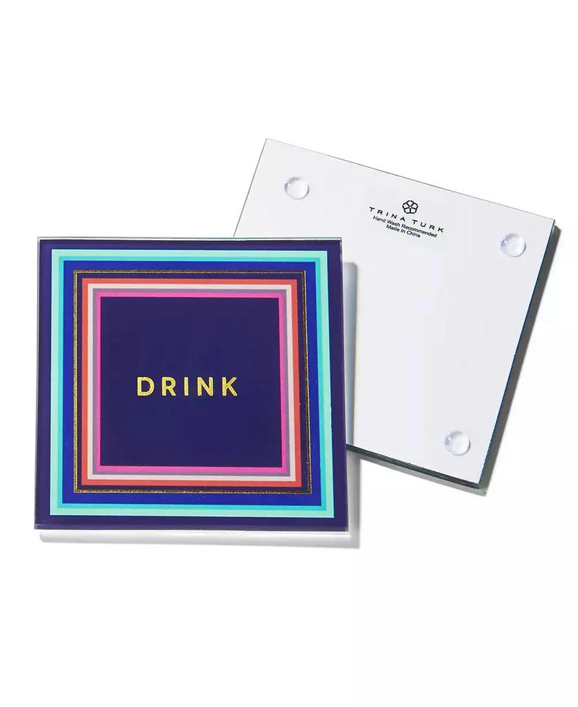 Trina Turk 4" D Cheers to You Glass Coaster Set, 4 Piece 3