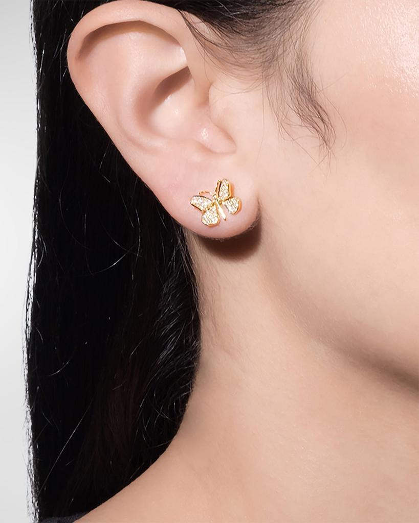 Mimi So 18K Yellow Gold Wonderland Butterfly Earrings with Pave Diamonds