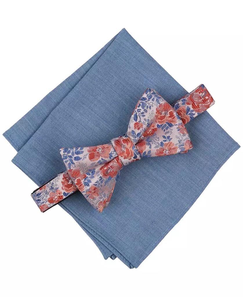 Bar III Men's Soft Botanical Floral Bow Tie & Solid Pocket Square Set, Exclusively at Macy's