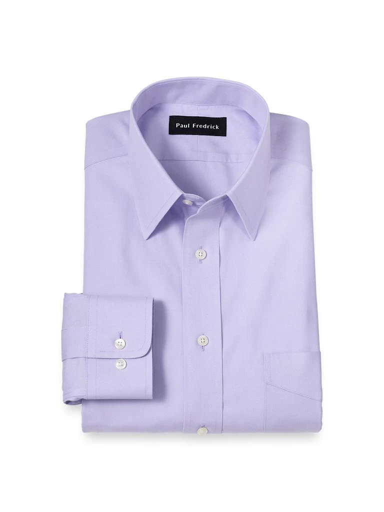 Paul Fredrick Tailored Fit Non-iron Cotton Pinpoint Solid Point Collar Dress  Shirt - Shirts - BeyondStyle