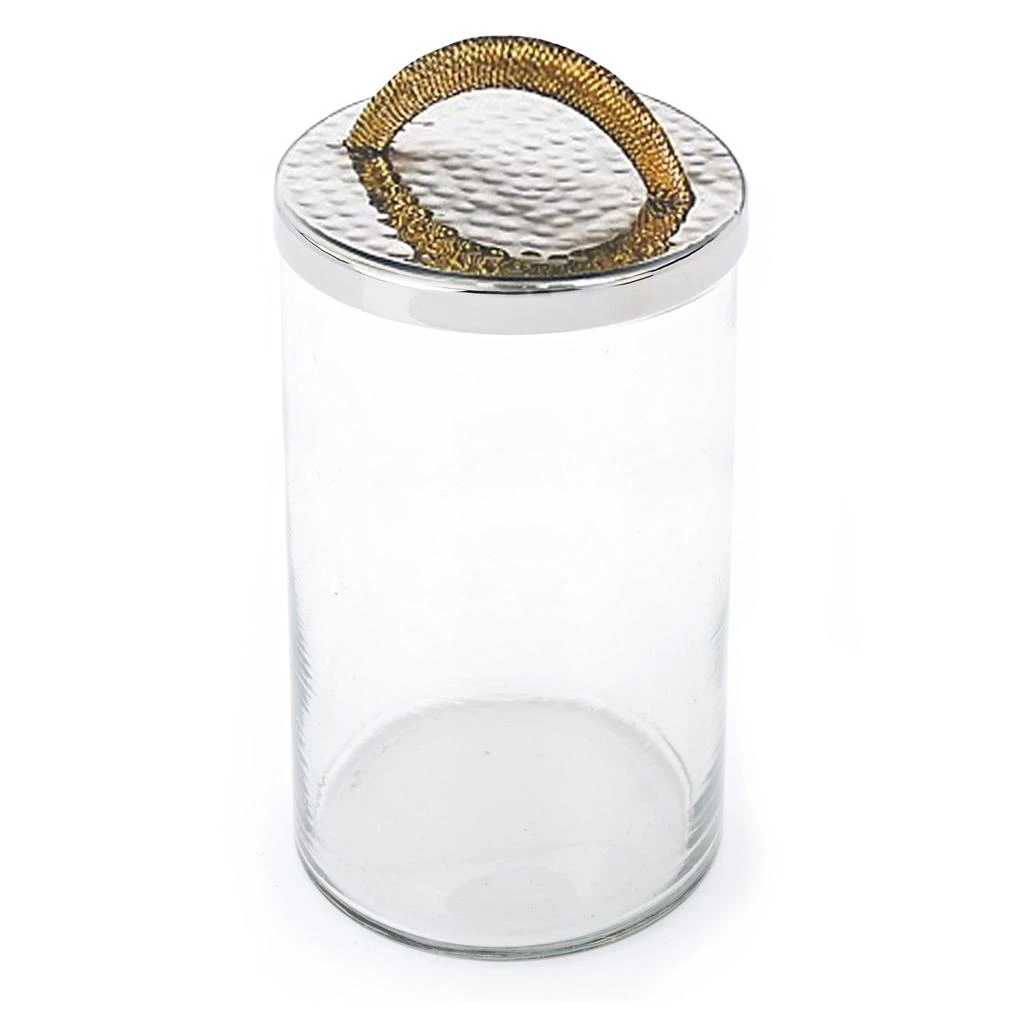 Classic Touch Decor Glass Canister with Stainless Steel Lid and Gold Handle, Small