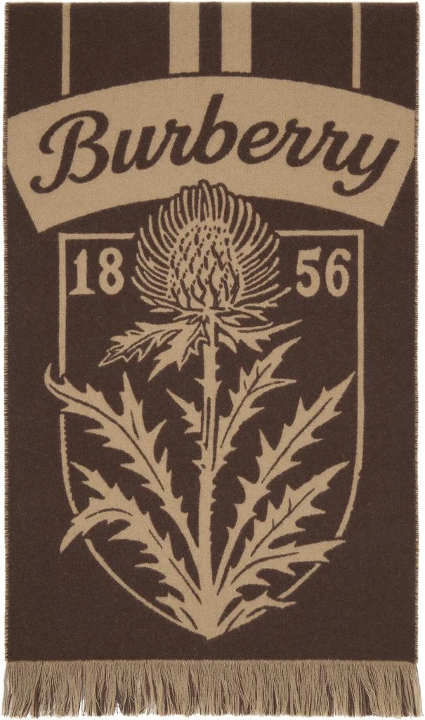 Burberry Brown Thistle Shield Wool Scarf