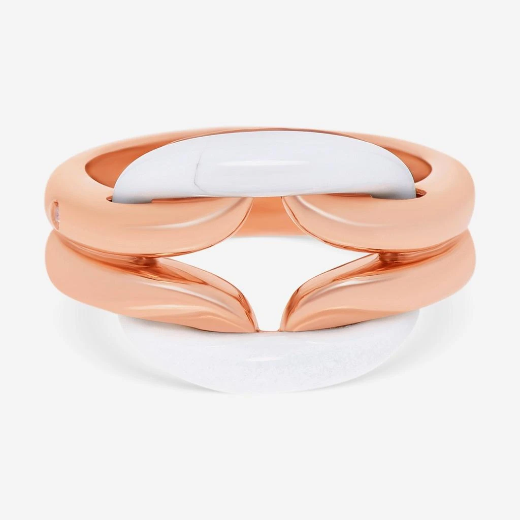Damiani Damiani 18K Rose Gold, White Agate and Diamond Gemstone Ring 20055258 1
