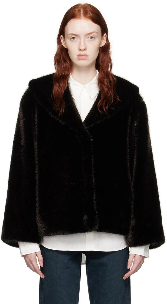 ANINE BING Black Hilary Faux-Fur Jacket 1