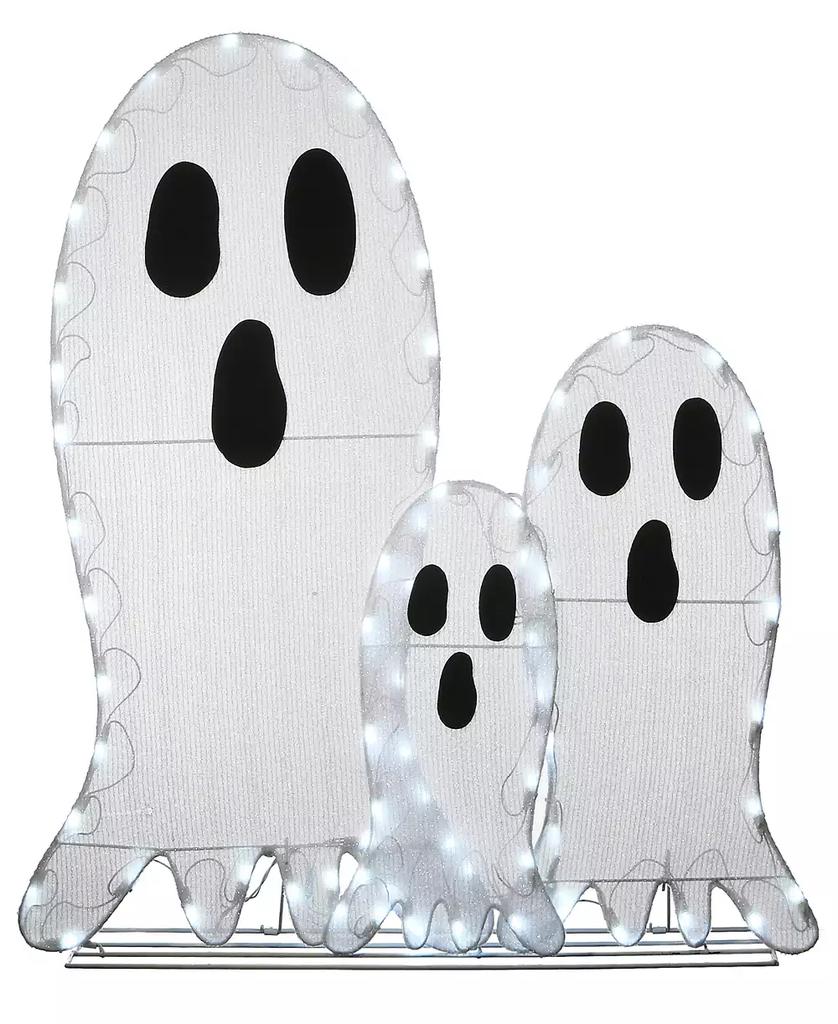 National Tree Company 36" Pre-Lit Ghost Trio Outdoor Decoration, LED Lights, Halloween Collection
