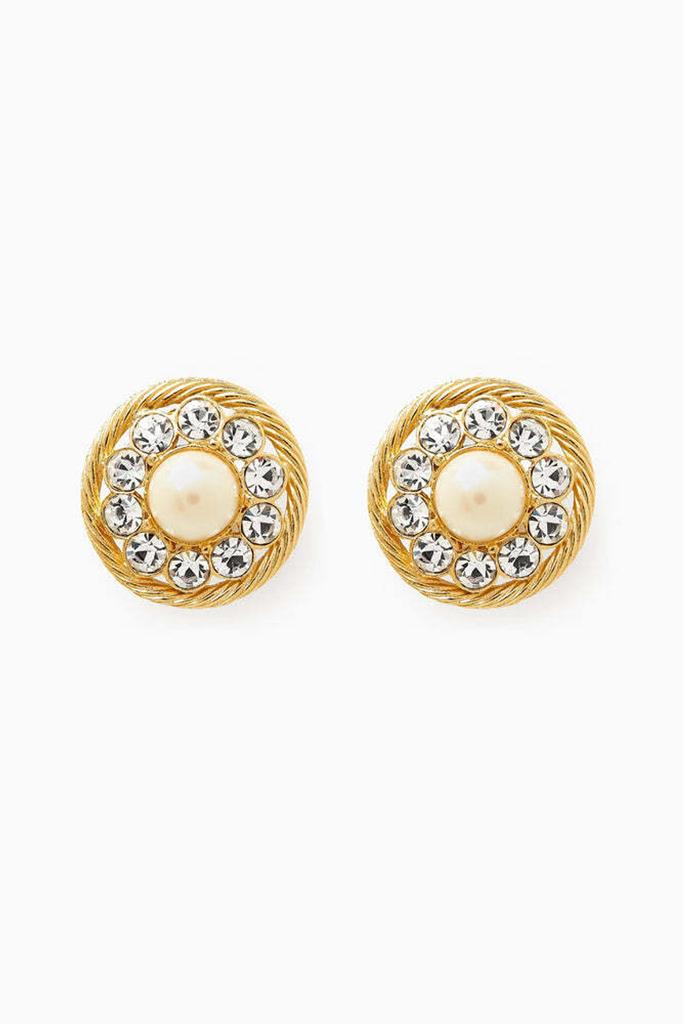 Susan Caplan Vintage 1980s vintage faux pearl round clip-on earrings
