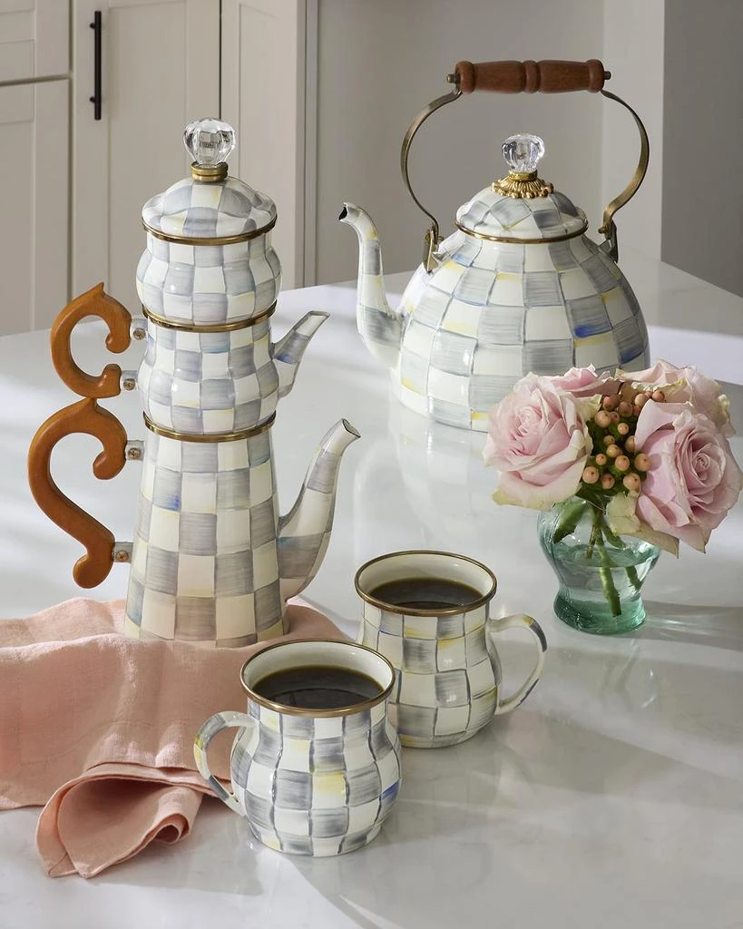 MacKenzie-Childs Sterling Check Stackable Coffee Set 3