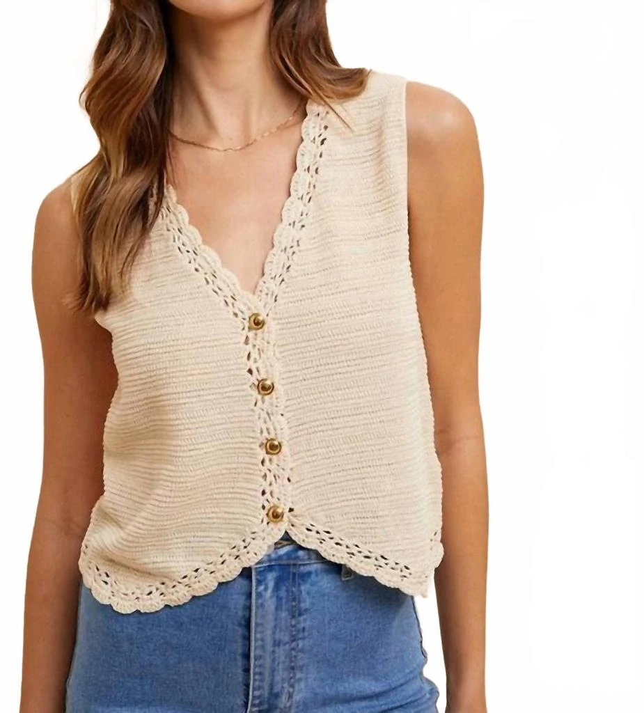 AnnieWear Cadence Sweater Vest In Oatmeal