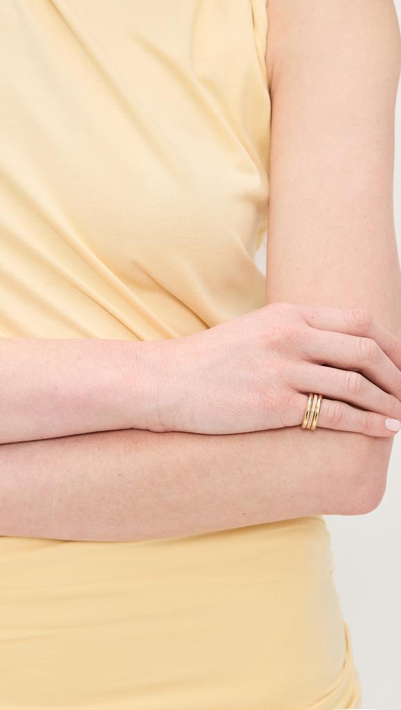 By Pariah Triple Gold Diamond Pink Ring Stack Set