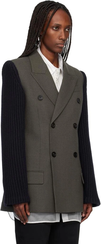 Jean Paul Gaultier Khaki & Navy 'The Bi-Material Suit' Blazer 2