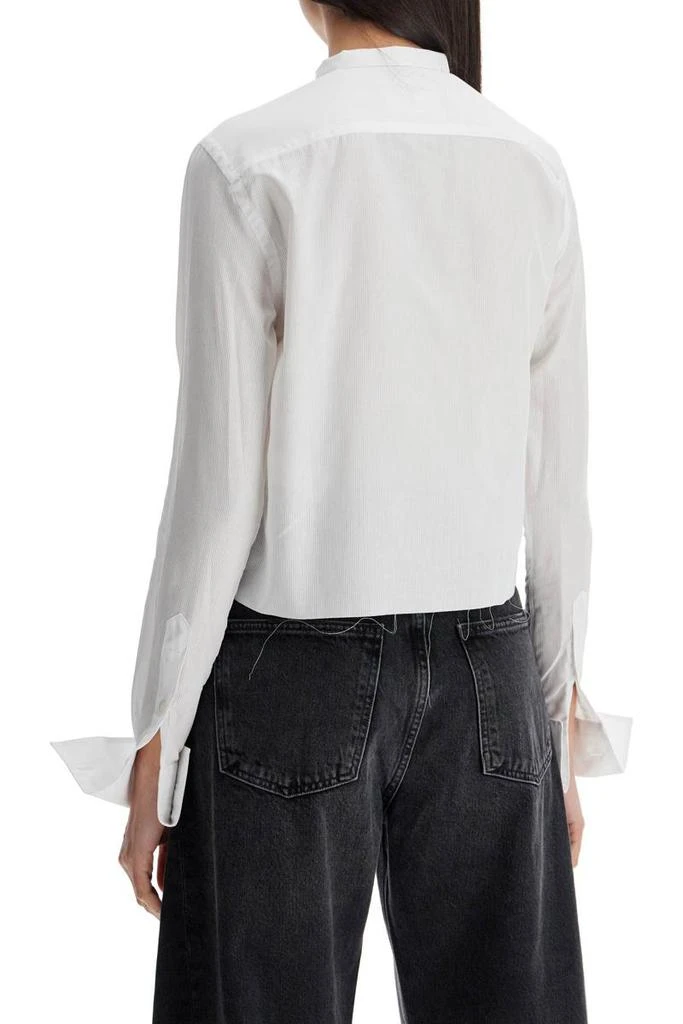 Homme Girls white cropped tuxedo shirt with wide neckline 3