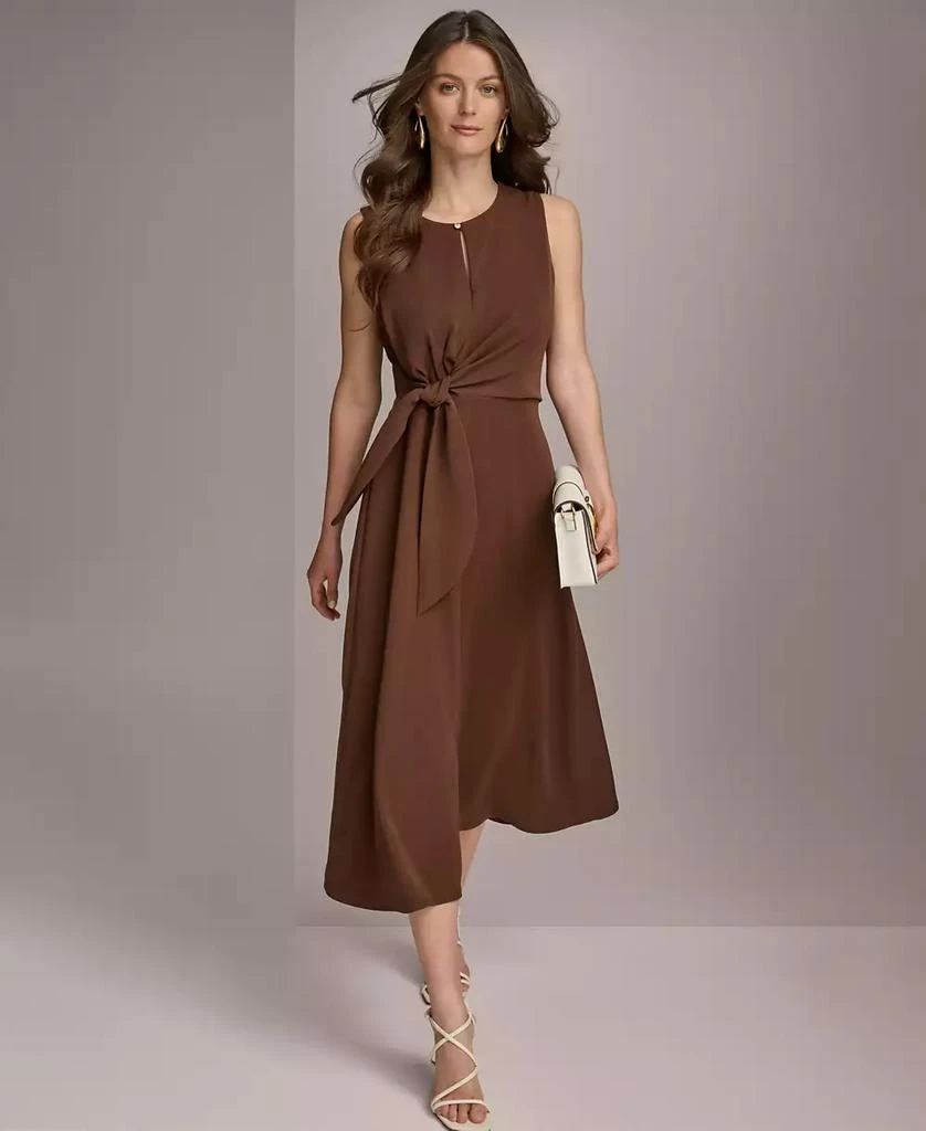 Donna Karan Donna Karan Women's Tie-Waist Keyhole Midi Dress 1
